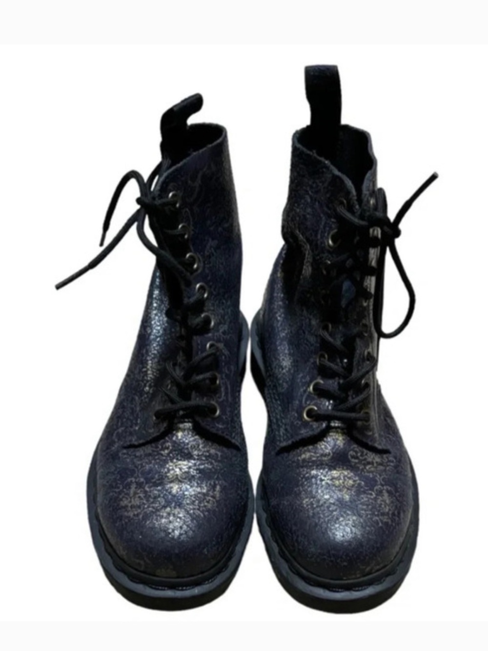Dr. Martens Purple And Gold Shimmery Lace-Up Combat Boots